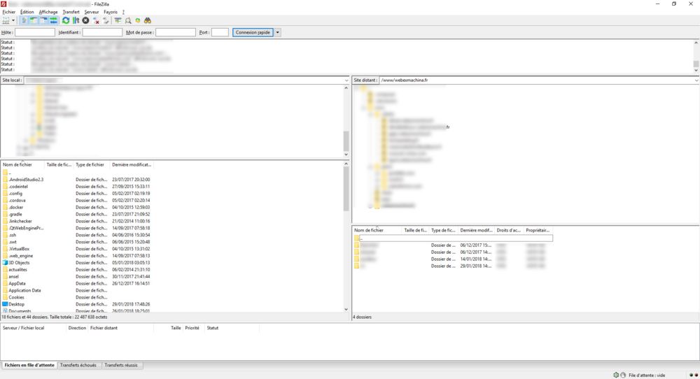 Visuel de l'interface Filezilla Web ex Machina